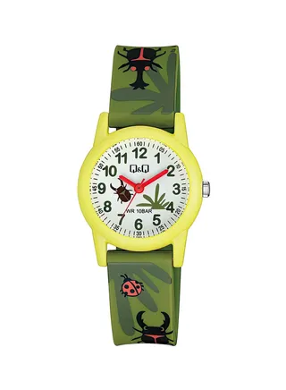 Q&Q Watch Unisex, Quartz Movement, Analog Display, Green Resin Strap-VR99J016Y 