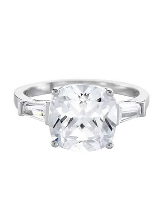 The Flawless Collection - Cushion Solitaire Tapered Baguette Shoulder Ring 