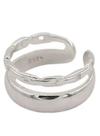 Dual Simple Ring 925 Silver Silver Ring Double Ring Layered Women's Sterling Silver Luxury Friendship Ring Bold Bold Ring 