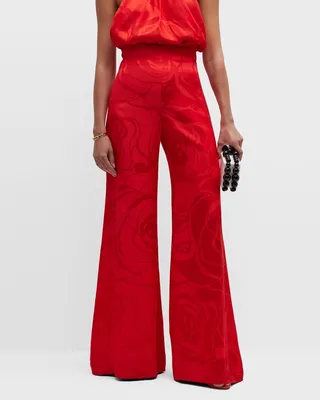 Grotte Jacquard Wide-Leg Pants