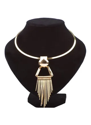 Exaggerated Alloy Tassel Choker Necklace 