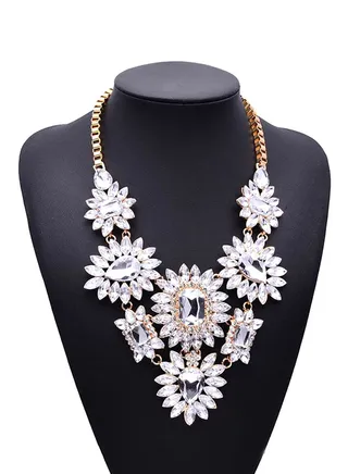 Stone Studded Bib Necklace 