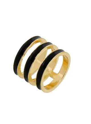 Tribal Enamel Triple Ring Black 