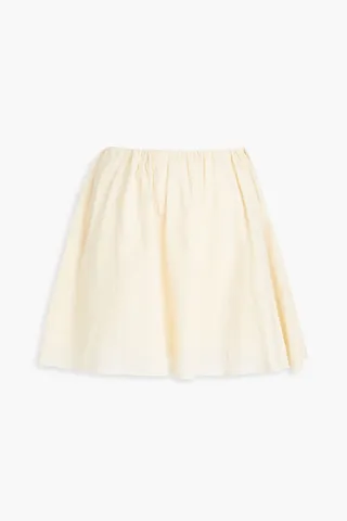 Gathered cotton-mousseline mini skirt