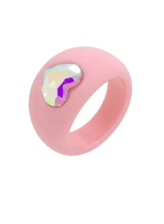 Truth Crystal Heart Ring Pink 