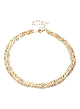 Zinc Alloy Two Layer Choker Necklaces 
