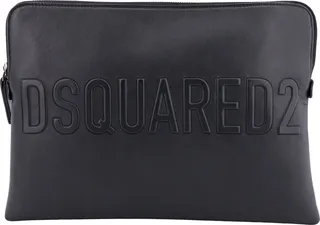 Leather clutch with embossed logo