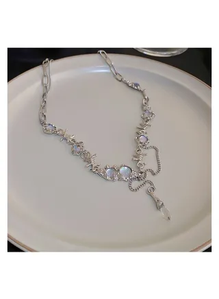 Moonstone crystal tassel necklace 