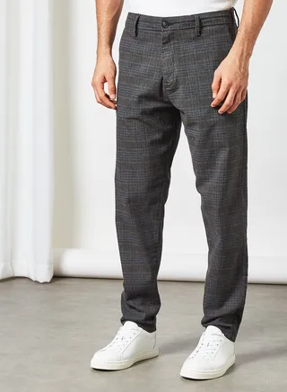 Checkered Chino Trousers Brown 