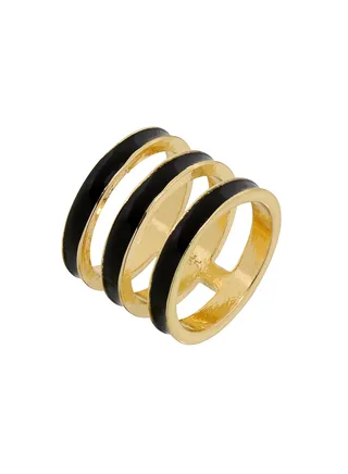 Tribal Enamel Triple Ring Black 