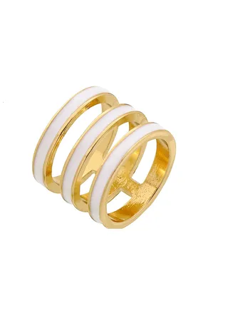 Tribal Enamel Triple Ring White 