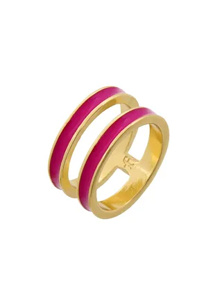 Tribal Enamel Double Ring Shocking Pink 