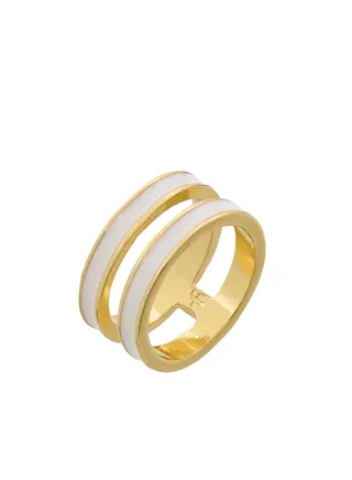 Tribal Enamel Double Ring White 