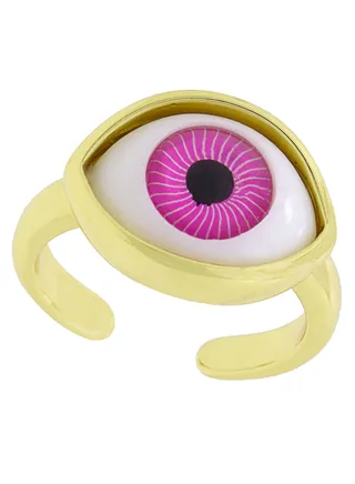 Salama Pink Large Evil Eye Ring 