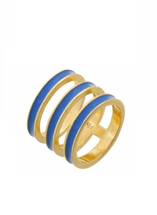 Tribal Enamel Triple Ring Turquoise 