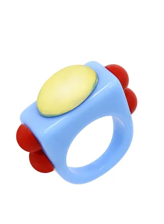 Elisa Ring Turquoise Ring With  Red/Metal Stones 