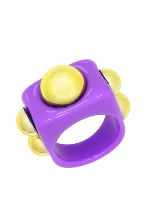 Elisa Violet Ring With Metal Stones 