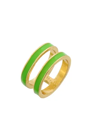 Tribal Enamel Double Ring Acid Green 