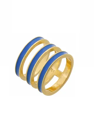 Tribal Enamel Triple Ring Turquoise 