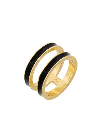 Tribal Enamel Double Ring Black 