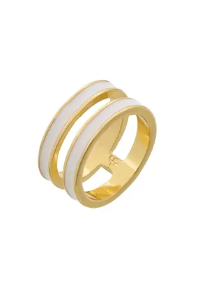 Tribal Enamel Double Ring White 