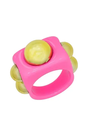 Elisa Pink Ring With Metal Stones 