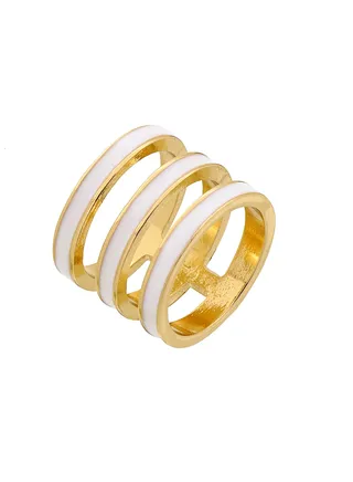 Tribal Enamel Triple Ring White 