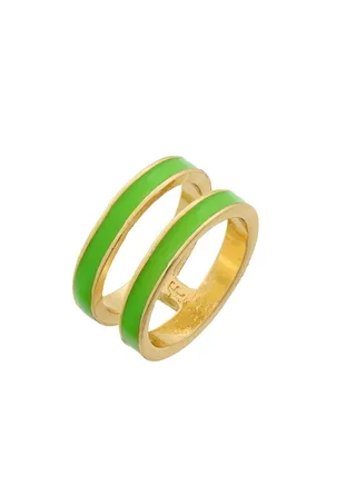 Tribal Enamel Double Ring Acid Green 