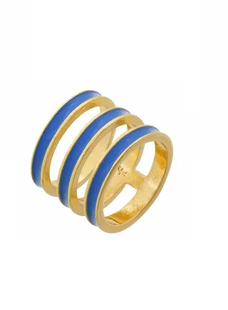 Tribal Enamel Triple Ring Turquoise 