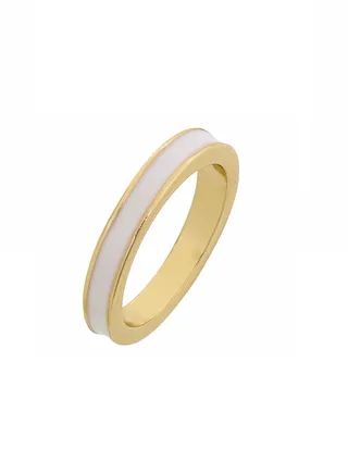 Tribal Enamel Ring White 