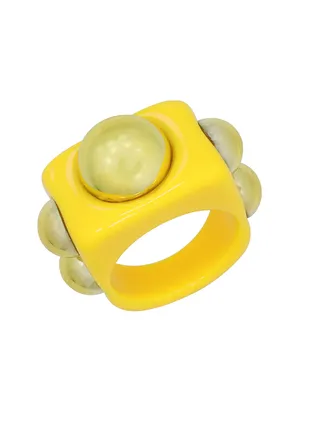 Elisa Yellow Ring With Metal Stones 
