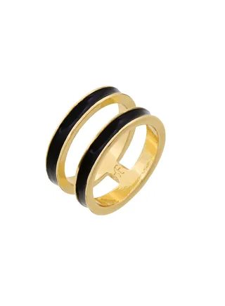 Tribal Enamel Double Ring Black 