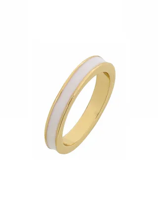 Tribal Enamel Ring White 
