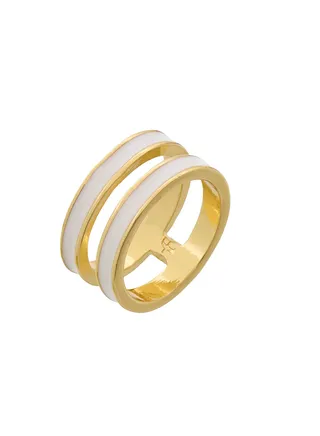 Tribal Enamel Double Ring White 