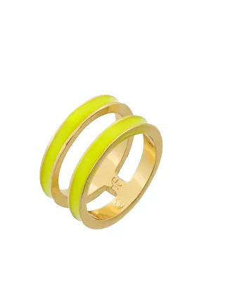 Tribal Enamel Double Ring Lemon Candy 