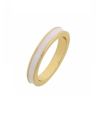 Tribal Enamel Ring White 