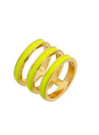 Tribal Enamel Triple Ring Lemon Candy 