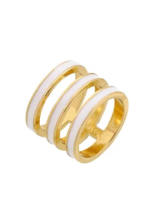 Tribal Enamel Triple Ring White 