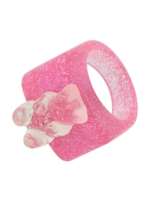 Sparkle Pink Glitter Gummy Bear Ring 