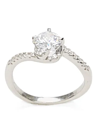 925 Sterling Silver Twisted Crystal Ring 