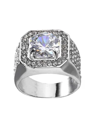 Rhinestone And Zircon Studded Ring 