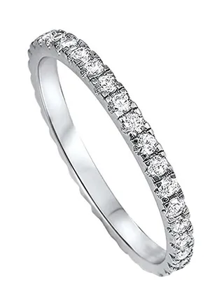 925 Sterling Silver Round Eternity Style Ring With Cubic Zirconia 