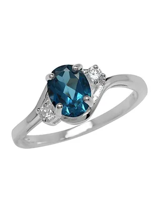 925 Sterling Silver Oval Engagement Ring With Topaz 
