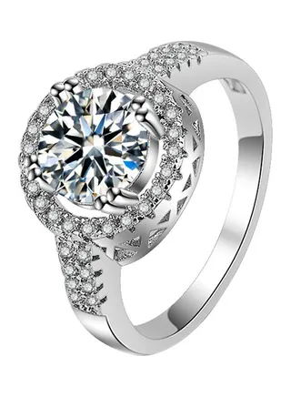 Silver Plated Wedding Ring Studded With Zircon 