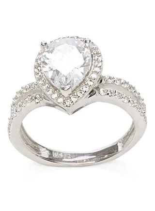925 Sterling Silver Drop Shaped Ring 