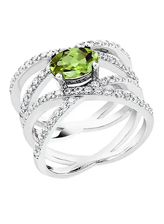 2.26 Ct Oval Green Peridot 925 Sterling Silver Women's Ring 