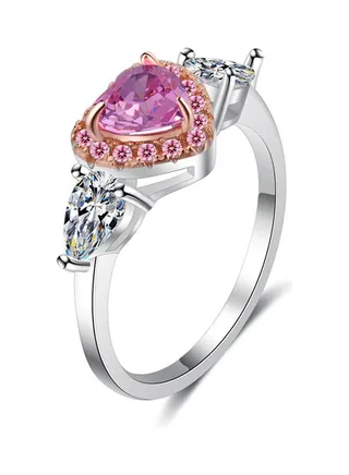 Peach Heart Crystal Zircon Diamond Ring 