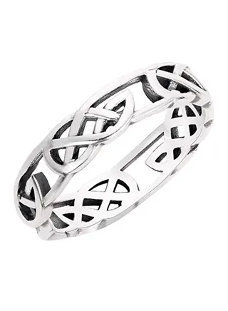 Sterling Silver 925 Celtic Wicca Pagan Eternity Ring 