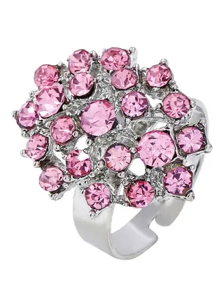 Flower Design Rhinestone Studded Ring 
