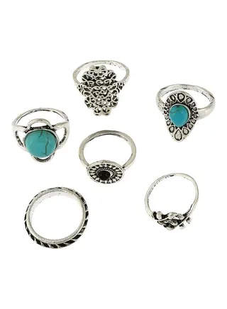 6-Piece Stone Studded Ring 